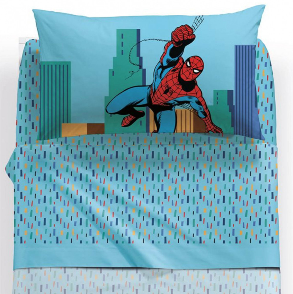 Lenzuola Matrimoniali Spiderman.Completo Lenzuola Spiderman America Caleffi Marvel Comics