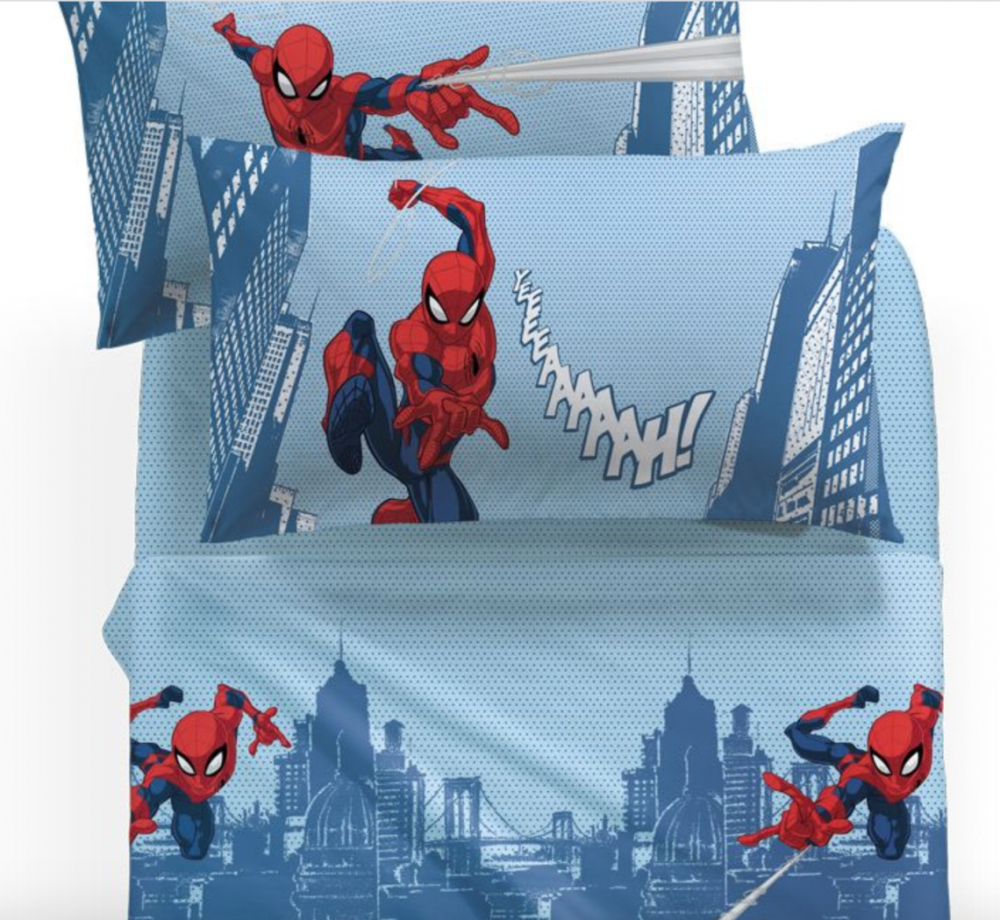 Completo lenzuola Spiderman Città - CALEFFI - Letto Singolo