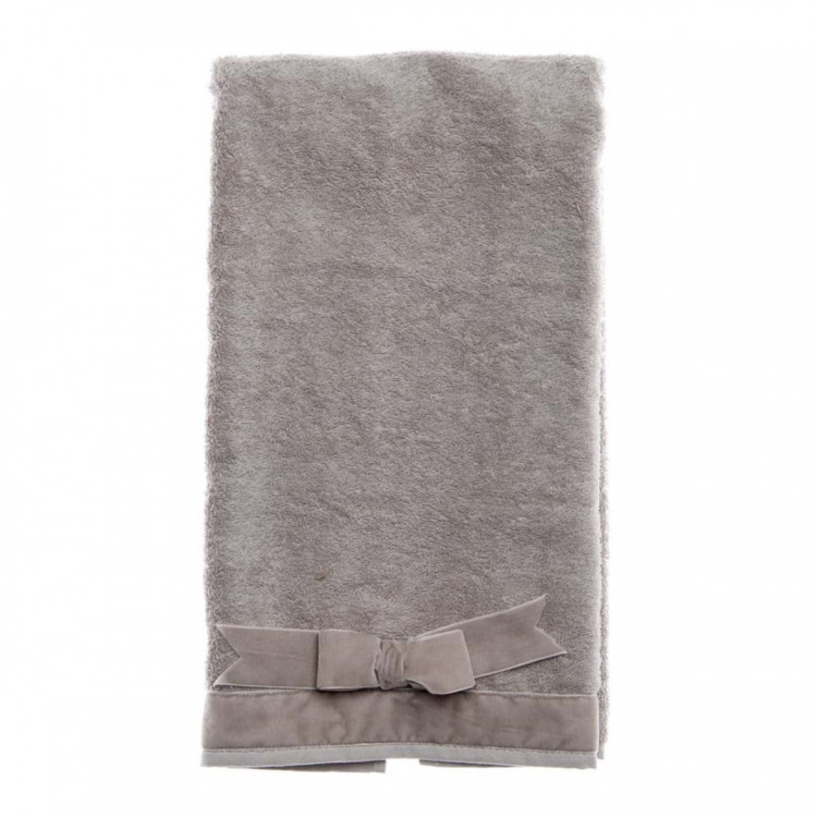 Coppia di asciugamani in spugna con fiocco di Velluto BLANC MARICLO' - Velvet Bow Tortora