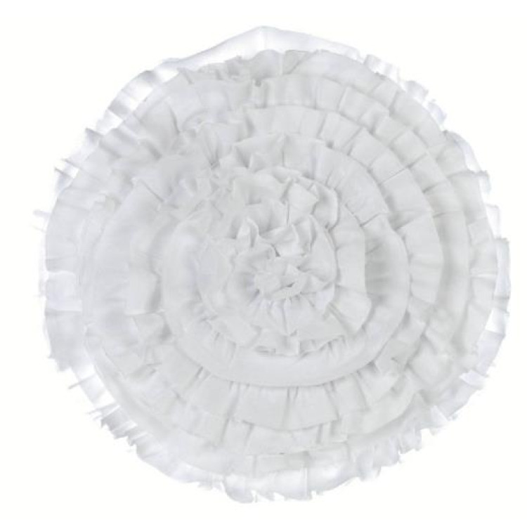 Cuscino arredo BLANC MARICLÒ tondo con gale diametro 45 cm - Boheme Bianco