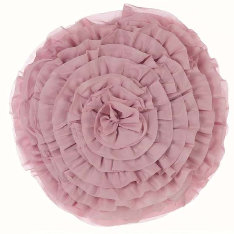 Cuscino arredo BLANC MARICLÒ tondo con gale diametro 45 cm - Boheme Rosa