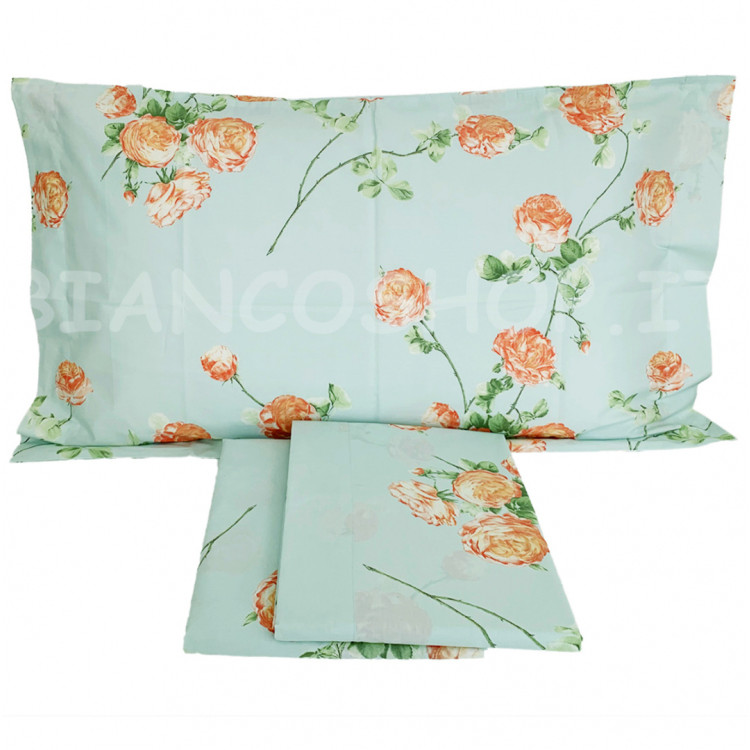 Completo lenzuola matrimoniale MIRABELLO - Scented Rose verde