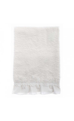Coppia di asciugamani in spugna con Crochet BLANC MARICLO' - Applauso Bianco';
