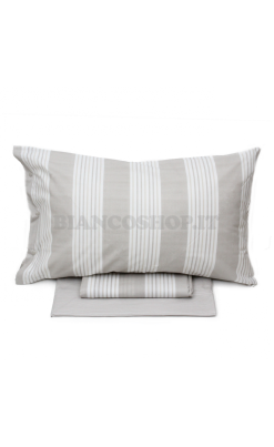 Completo lenzuola in cotone Righine Beige